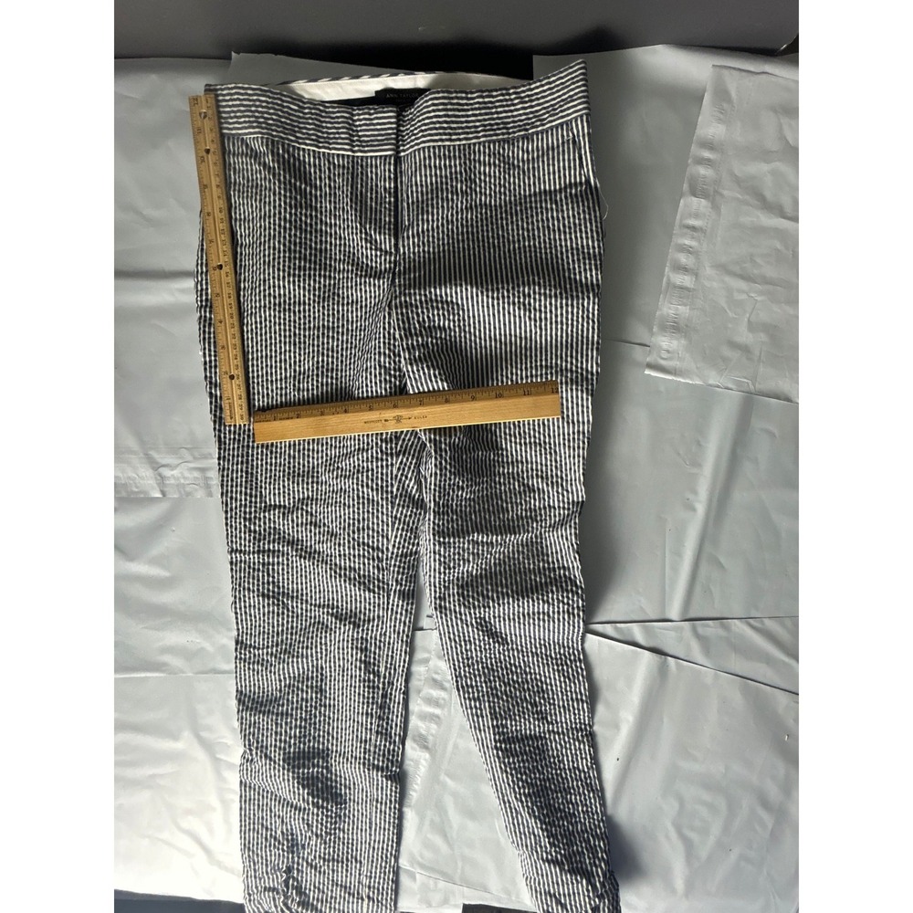 ANN TAYLOR LOFT Womens Seersucker Striped Cropped Wide Leg Pants SIZE:‎